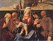 LOTTO, Lorenzo Madonna and Child with Saints oil on canvas